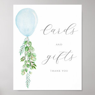 Karten und Geschenksign Blue Balloon Baby Dusche Poster