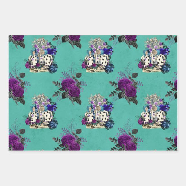 Karten und Rose der Alice im Wunderland Geschenkpapier Set (Vorderseite)