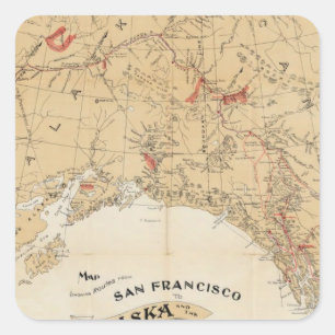 Karten-Vertretungs-Wege von San Francisco nach Quadratischer Aufkleber