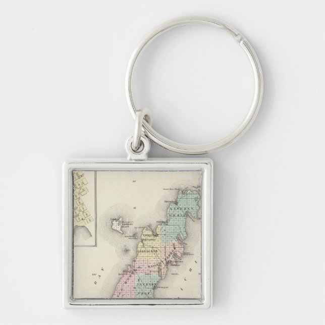 Karten von Door Landkreis, Sturgeon Bay und Jenny Schlüsselanhänger (Vorne)