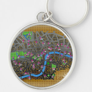 Karten von London im Cartoonstil Schlüsselanhänger