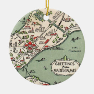Karten von Madison Wisconsin Seen Keramik Ornament