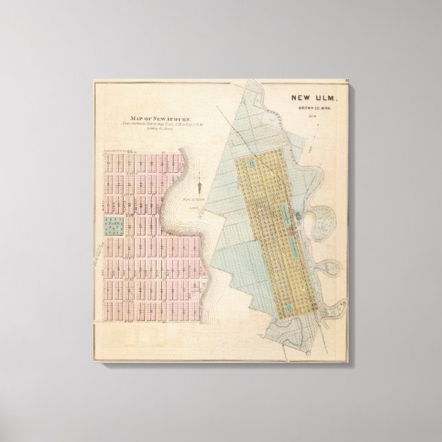 Karten von New Auburn, Minnesota Leinwanddruck (Vorderseite)
