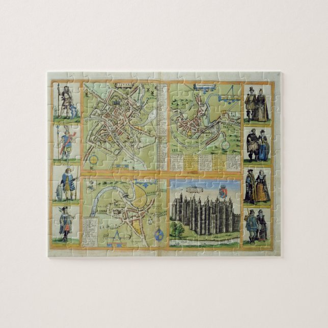 Karten von York, von Shrewsbury, von Lancaster und Puzzle (Horizontal)