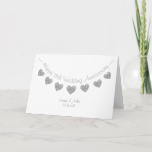 Karten zum 15. Hochzeitstag mit Kristallherzen