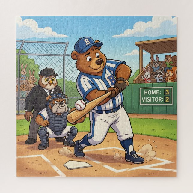 Kartenbär spielt Baseball Puzzle (Vertikal)