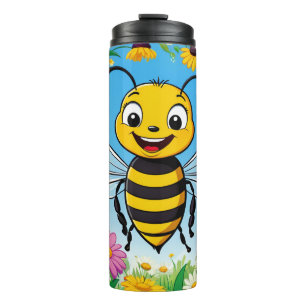 Kartenbiene Bunte Blumen  Thermosbecher