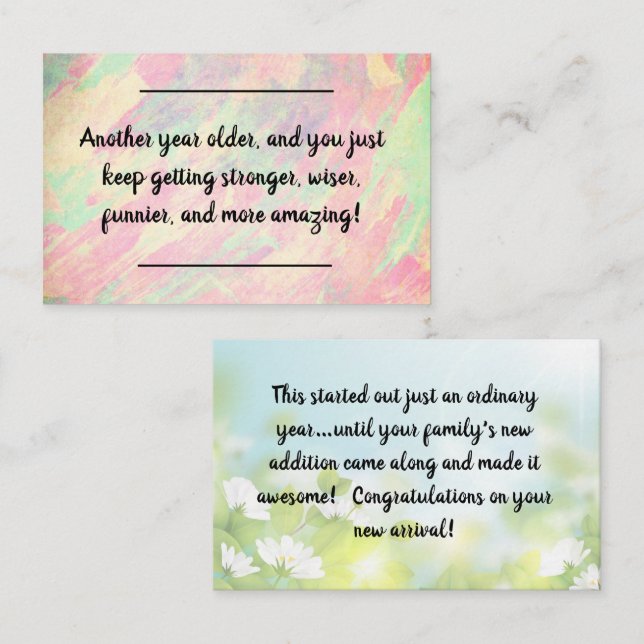 Karteneinlage - Geburtstagsgrüße! Visitenkarte (Vorne/Hinten)