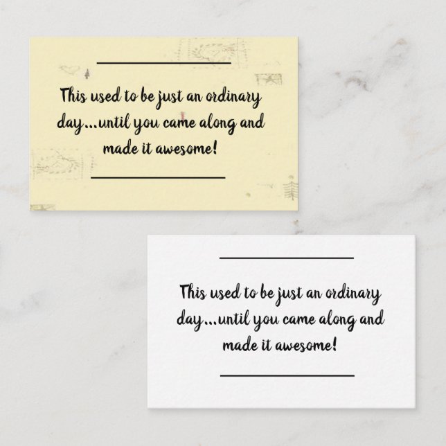 Karteneinlage - Geburtstagsnachricht - Kein normal Visitenkarte (Vorne/Hinten)