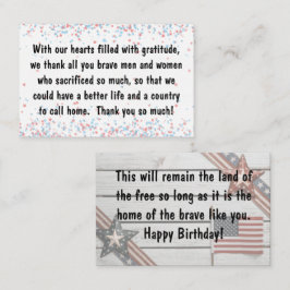 Karteneinsatz - Veteran Day/Patiotic Birthday Visitenkarte