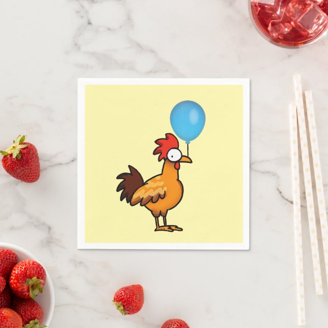 Kartenhahn mit blauem Luftballon Serviette (Beispiel)