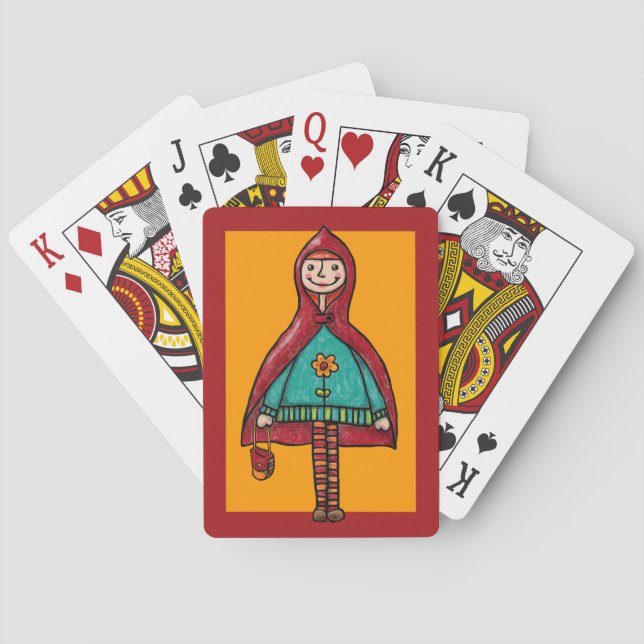Kartenhalle, kleine rote Reithose Spielkarten (Rückseite)