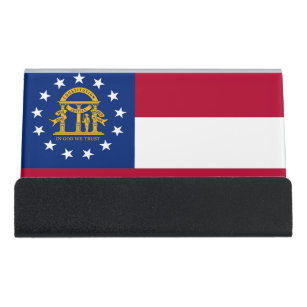 Kartenhalter mit Flagge von Georgia-Staat, USA Schreibtisch-Visitenkartenhalter