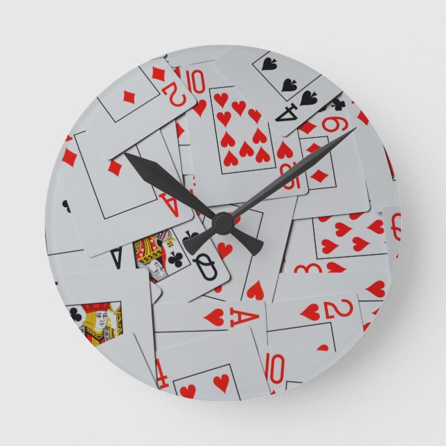 Kartenmuster auf der Kartendecke, Runde Wanduhr (Vorderseite)