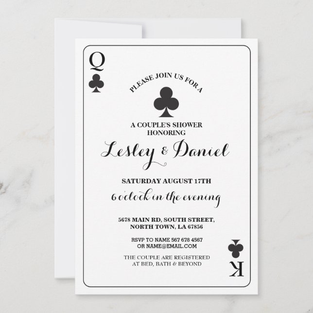 Kartenpaare Verlobung Ace Vegas Spade Einladung (Vorderseite)