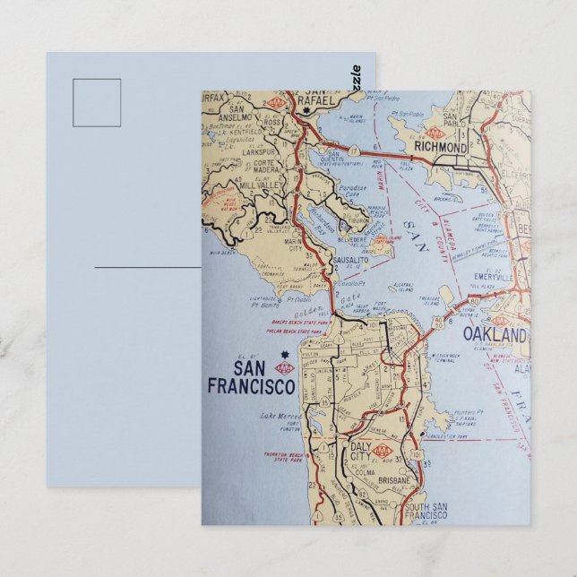 Kartenpostkarte der Region San Francisco Postkarte (Vorne/Hinten)