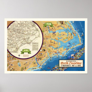 Kartenprint Eastern North Carolina 12x18 Poster