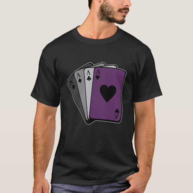 Kartenspiel Ace of Spades asexual Flag LGBT Gift T-Shirt (Vorderseite)