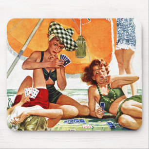 Kartenspiel am Strand durch Alex Ross Mousepad