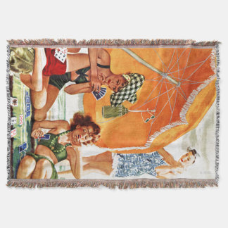 Kartenspiel am Strand von Alex Ross Decke