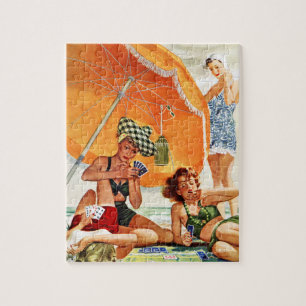 Kartenspiel am Strand von Alex Ross Puzzle