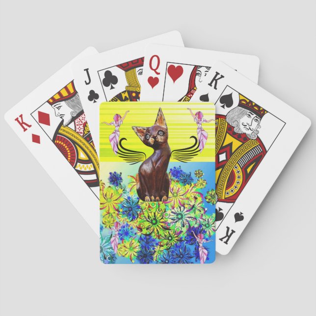 Kartenspiel Fairy Kitten Blumenstreifen Spielkarten (Rückseite)
