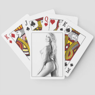 Kartenspiel ,Frau von 3/4 Rückenakt  Spielkarten