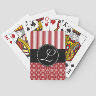 Kartenspiel, individuelles Monogramm, Schwarz-Rot- Spielkarten