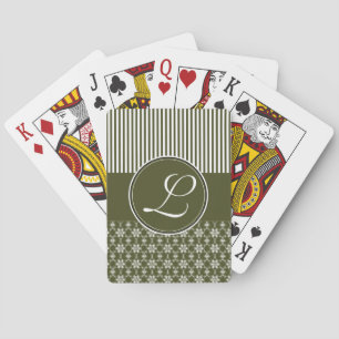 Kartenspiel mit individuellem Monogramm in Olivgrü Spielkarten