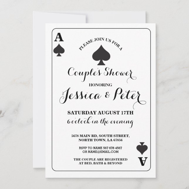 Kartenspiel oder King Queen Las Vegas Einladung (Vorderseite)