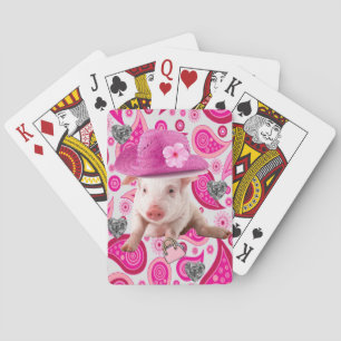 Kartenspiel Pink Pig Paisley Silberherz Spielkarten