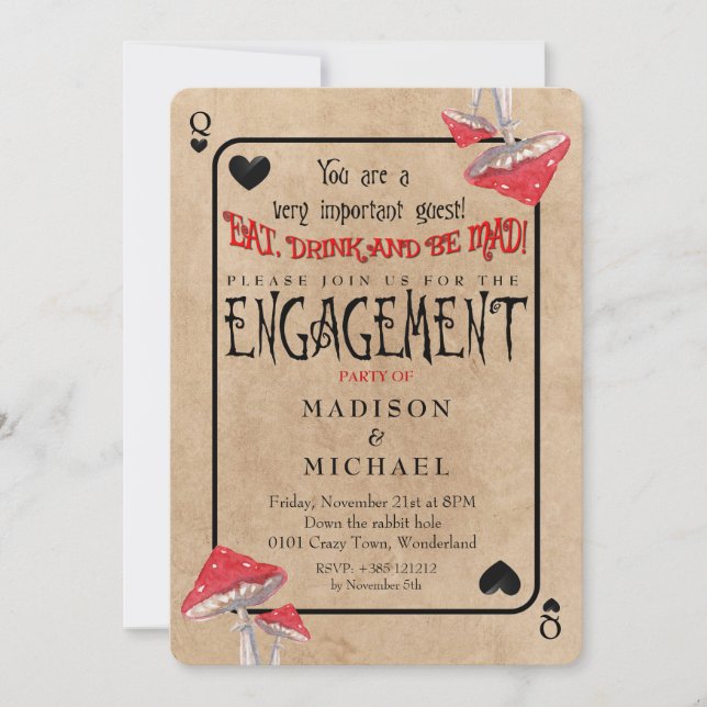 Kartenspiel Verrückte Pilzszenen-Partnerin Einladung (Vorderseite)