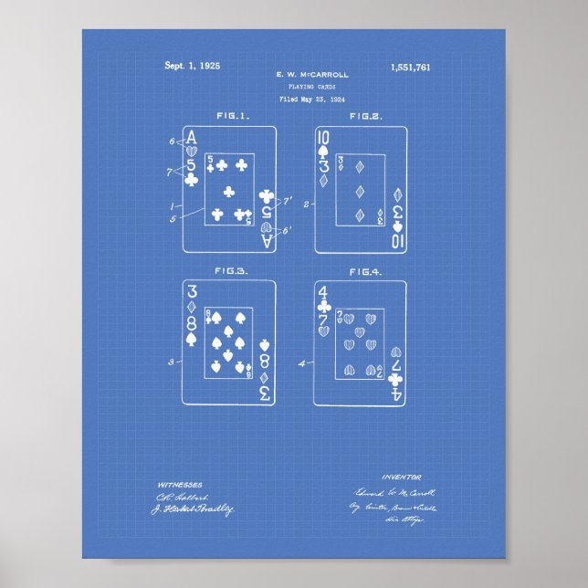 Kartenspielen 1925 - Art Blueprint Poster (Vorne)