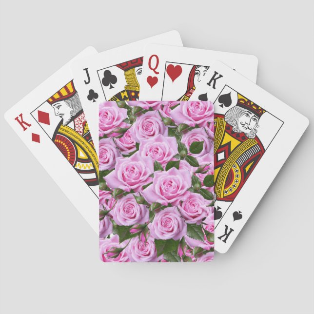 Kartenspielen am Floral Rosa Rosen Spielkarten (Rückseite)