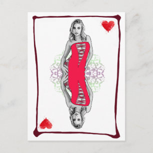Kartenspielen Cartoon Girl Hearts Postkarte