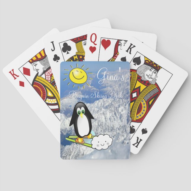 Kartenspielen Deck Berge Skifahren Pinguin Spielkarten (Rückseite)