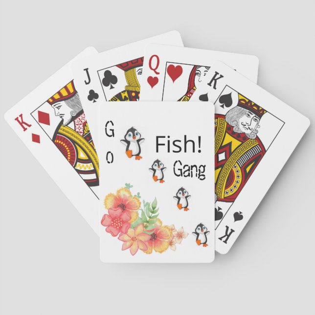 Kartenspielen Deck Pinguin Go Fisch Blumen Spielkarten (Rückseite)