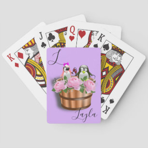 Kartenspielen Deck Pinguin Lila Rosa Rosen Spielkarten