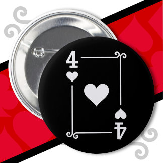 Kartenspielen Kostüm vier Herzkarte 4 Button