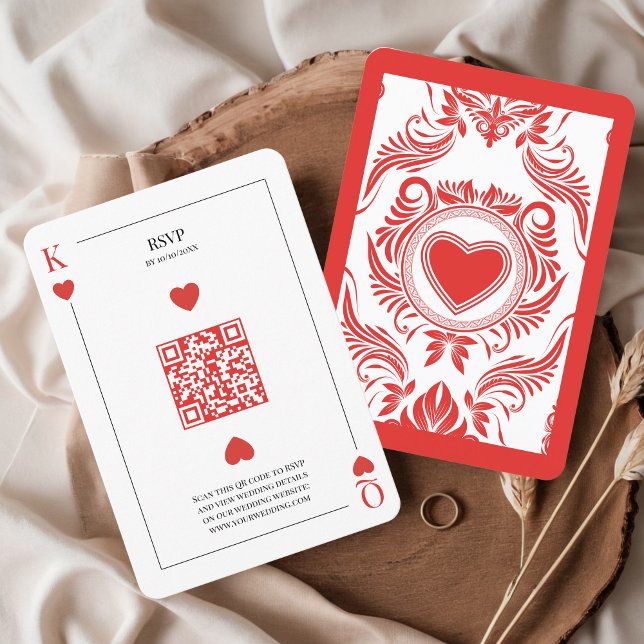 Kartenspielen Las Vegas Wedding QR Code RSVP Karte (RSVP with QR code Playing Card Lucky in Love Poker Las Vegas Wedding)