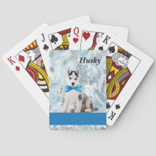 Kartenspielen mit Husky Illustration Spielkarten
