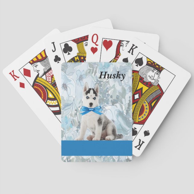 Kartenspielen mit Husky Illustration Spielkarten (Rückseite)