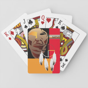 Kartenspielen mit nativem Gesicht und Medizinrad Spielkarten
