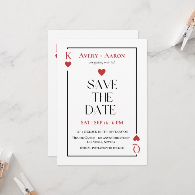 Kartenspielen Save the Date Las Vegas Wedding Einladung (Vorderseite/Rückseite Beispiel)