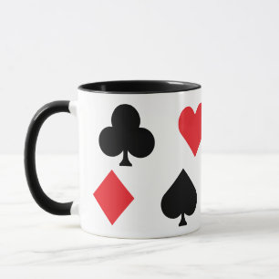 Kartenspielen von Anzügen in Rot und Schwarz Tasse