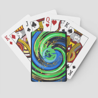 Kartenspielen von grün wirbelnden Karten Spielkarten