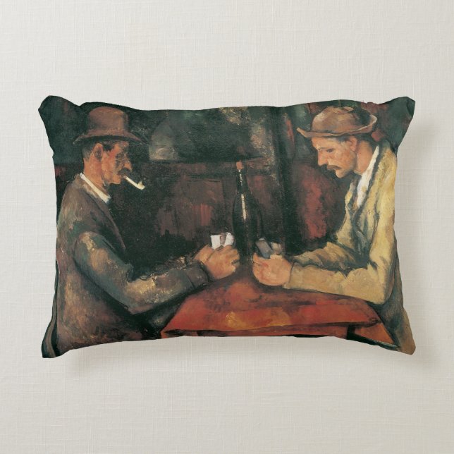 Kartenspieler von Paul Cezanne, Vintage Kunst Dekokissen (Vorderseite)