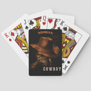 Kartenstapel Tasche Cowboy Stiefelhut personalisie Spielkarten