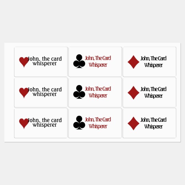 Kartensymbole, lustige Sprichwort-Labels Etiketten (Blatt)