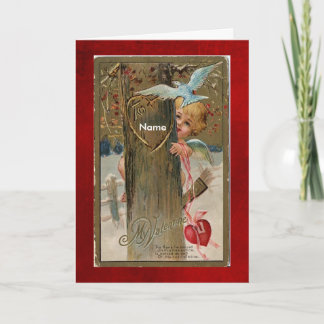 KartenVintager Valentineindruck auf Vorderseite Feiertagskarte